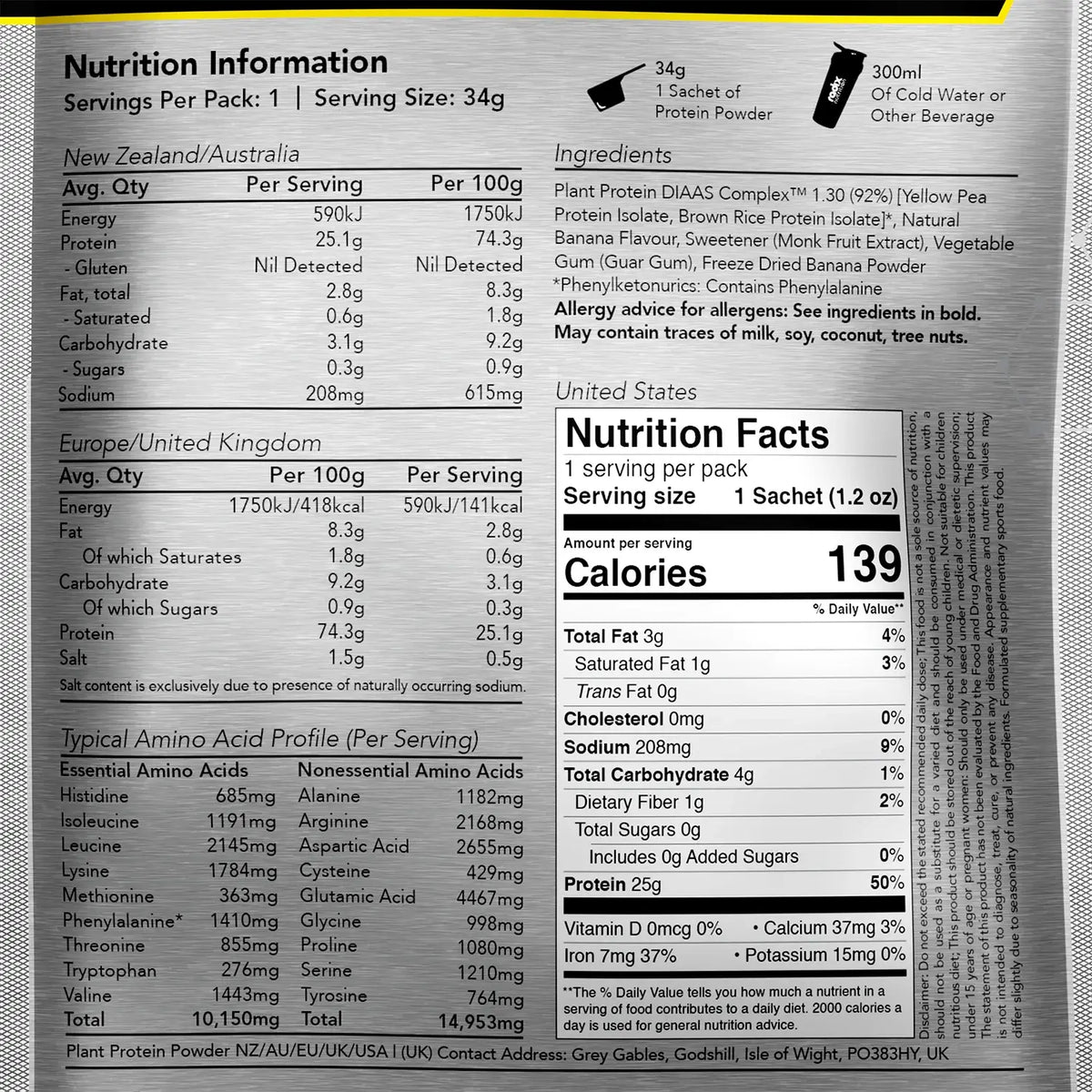 Plant Protein DIAAS Complex 1.30 - Banana / Single Serve