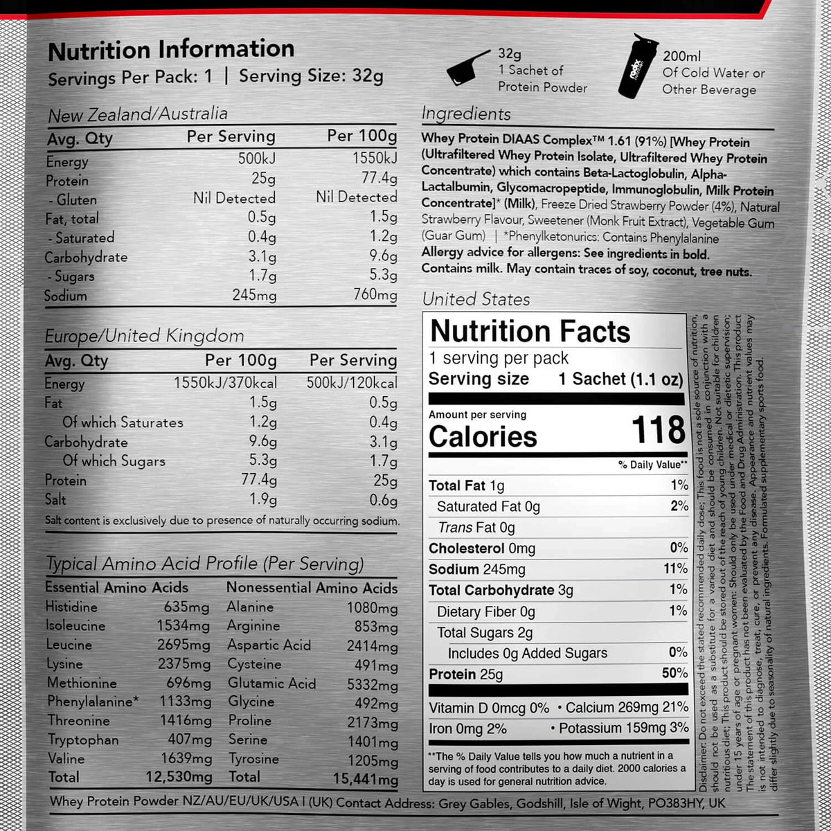 Whey Protein DIAAS Complex 1.61 - Strawberry / Single Serve