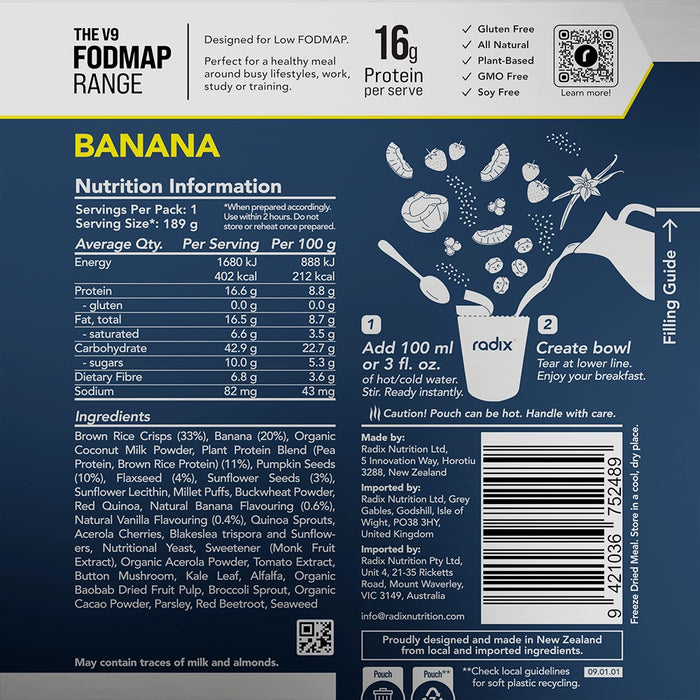 Fodmap Breakfast - Banana / 400 kcal (Box of 8)