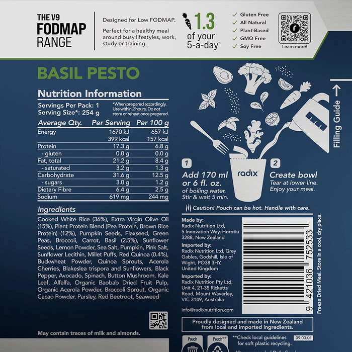 FODMAP meal - Basil Pesto / 400 Kcal (8 Pack)