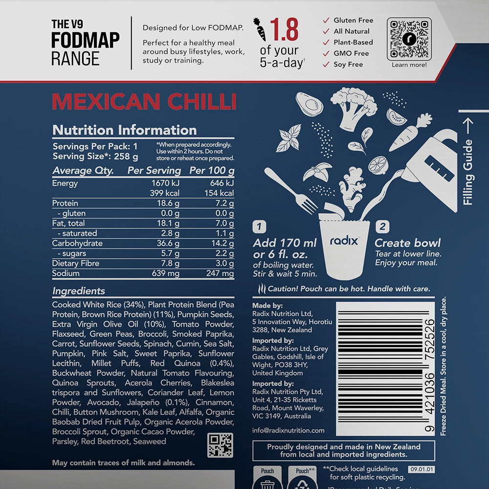 FODMAP meal - Mexican Chilli / 400 Kcal (8 Pack)