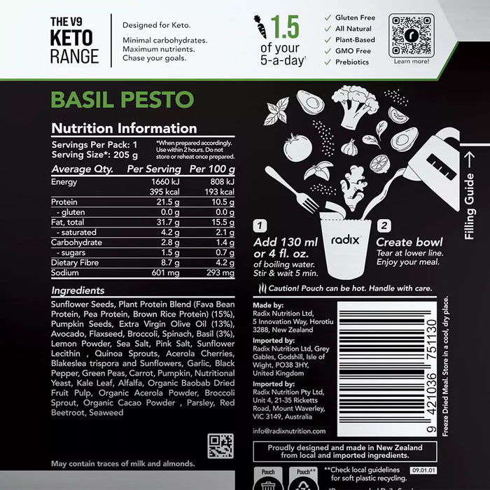 Keto Meal - Basil Pesto / 400 Kcal (1 Serving)