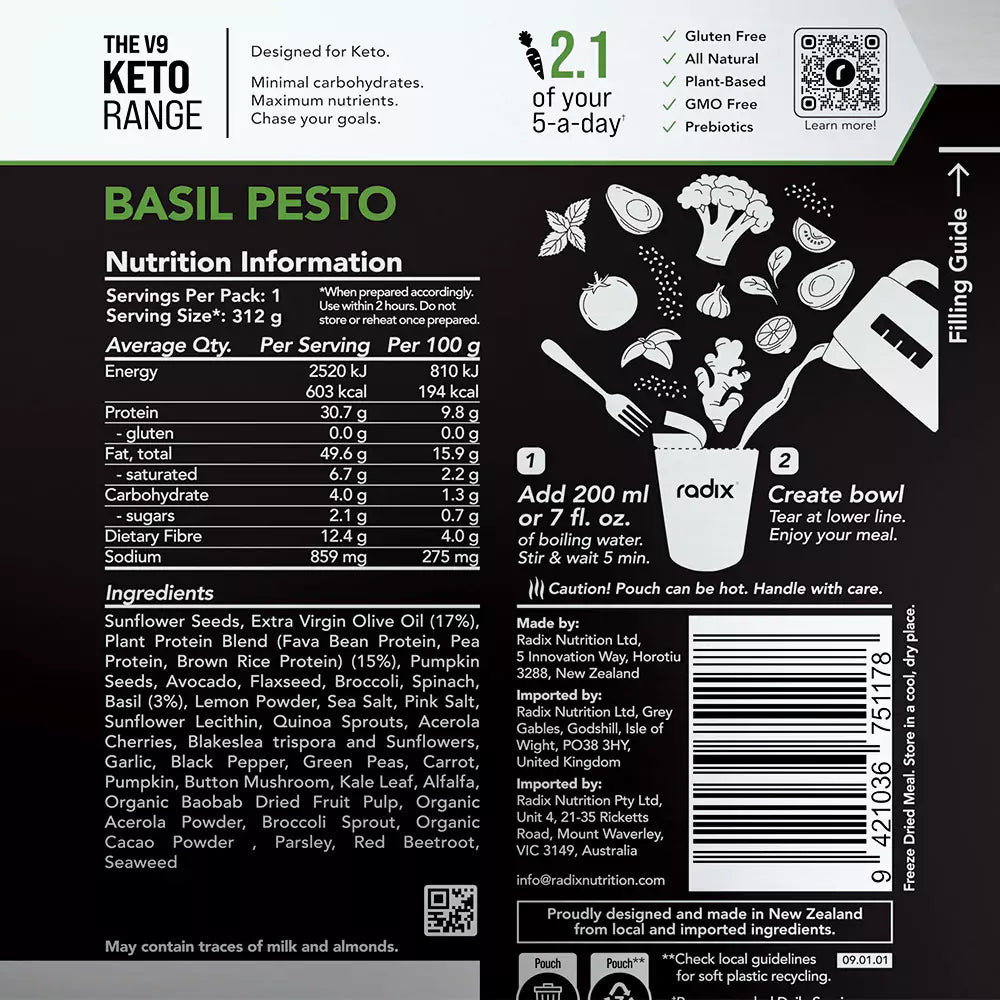 Keto Meal - Basil Pesto / 600 Kcal (1 Serving)