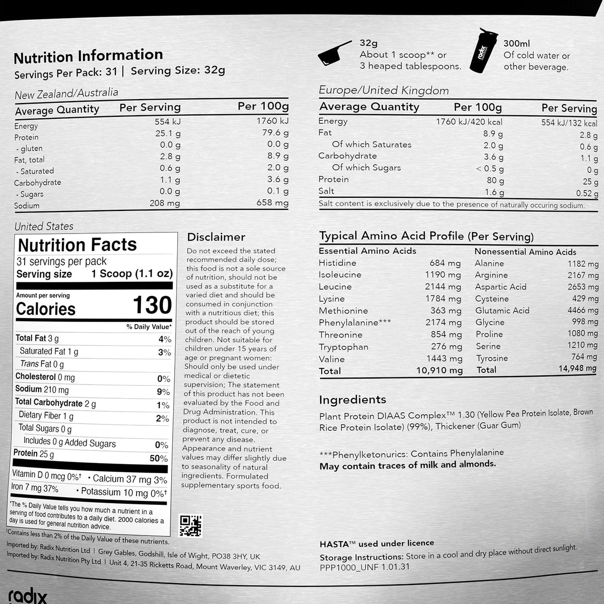 Plant Protein DIAAS Complex 1.30 (Single unit)